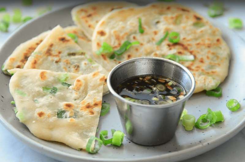 Chinese Scallion Pancake with Dipping Sauce (葱油饼 - Cōng Yóubǐng)