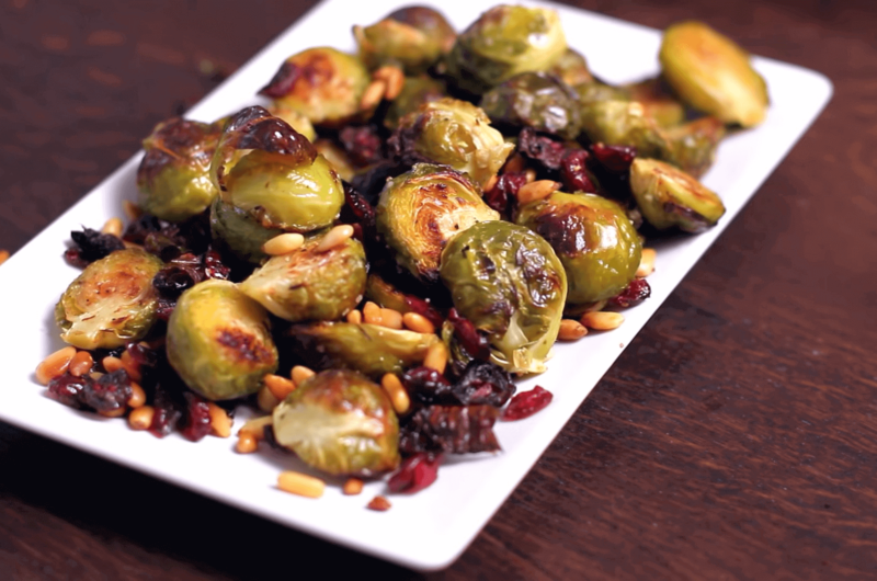 American Roasted Brussels Sprouts with Cranberries and Pine-nuts | Thanksgiving Recipes